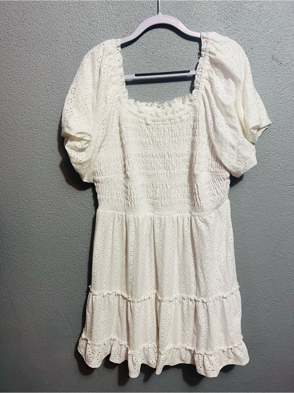 White eyelit with smocking dress size 18/20 or 2x